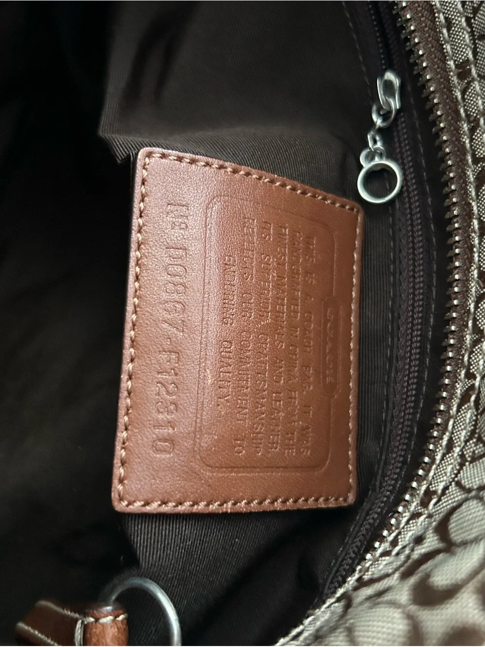 Coach Brown Signature Shoulder Bag with Leather Trim
